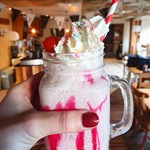 A raspberry milkshake at The Cabin.