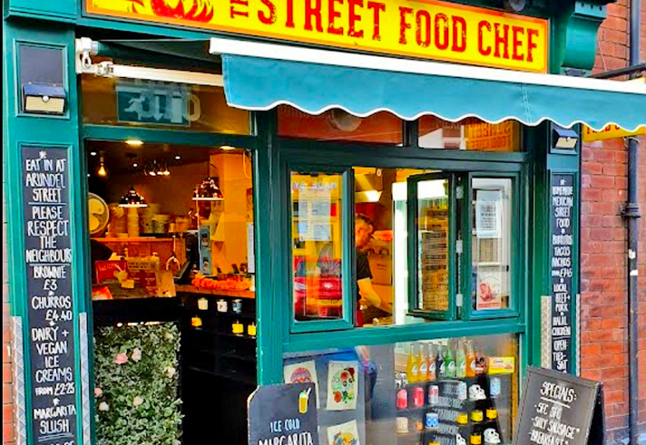 Exterior of The Street Food Chef on Sharrow Vale Road.