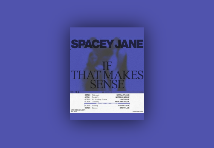 Tour poster for the Spacey Jane gig at the Foundry.