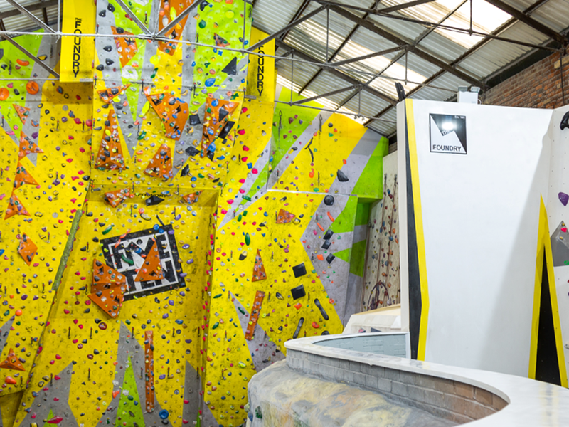 Climbing walls at The Foundry Climbing Centre.