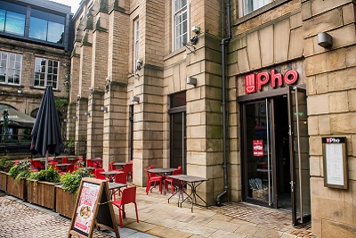 The entrance to Pho Sheffield in Leopold Square.