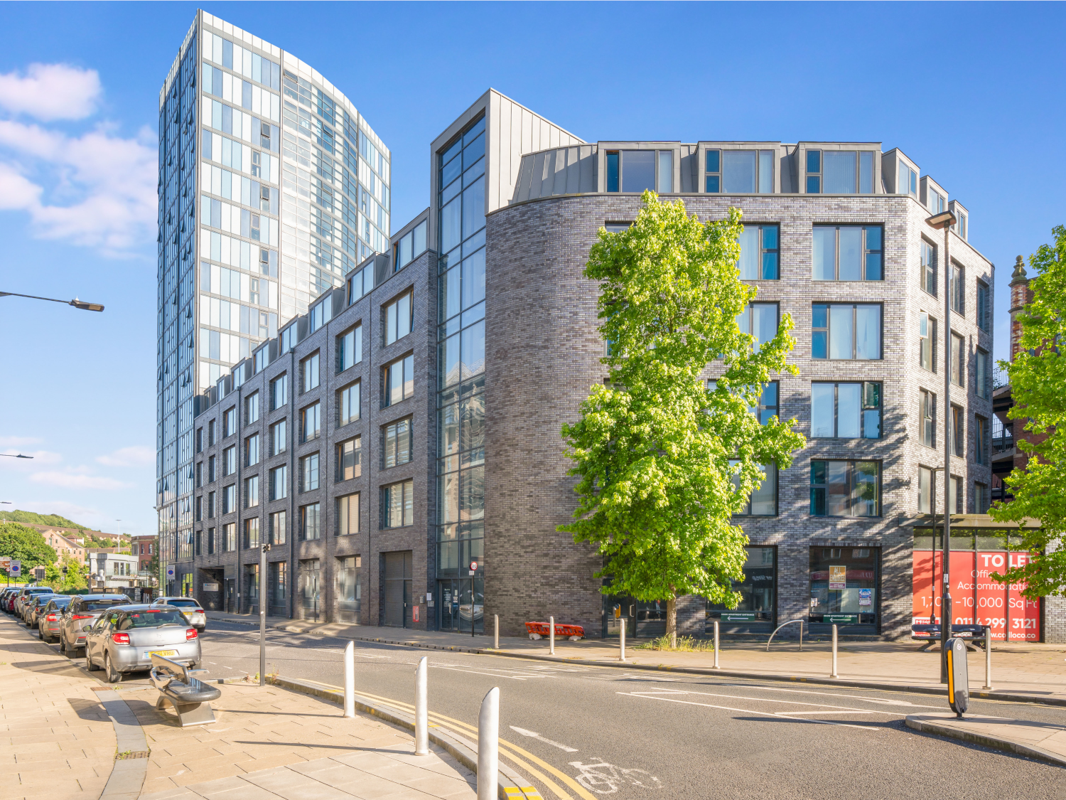 Exterior shot of apartment block