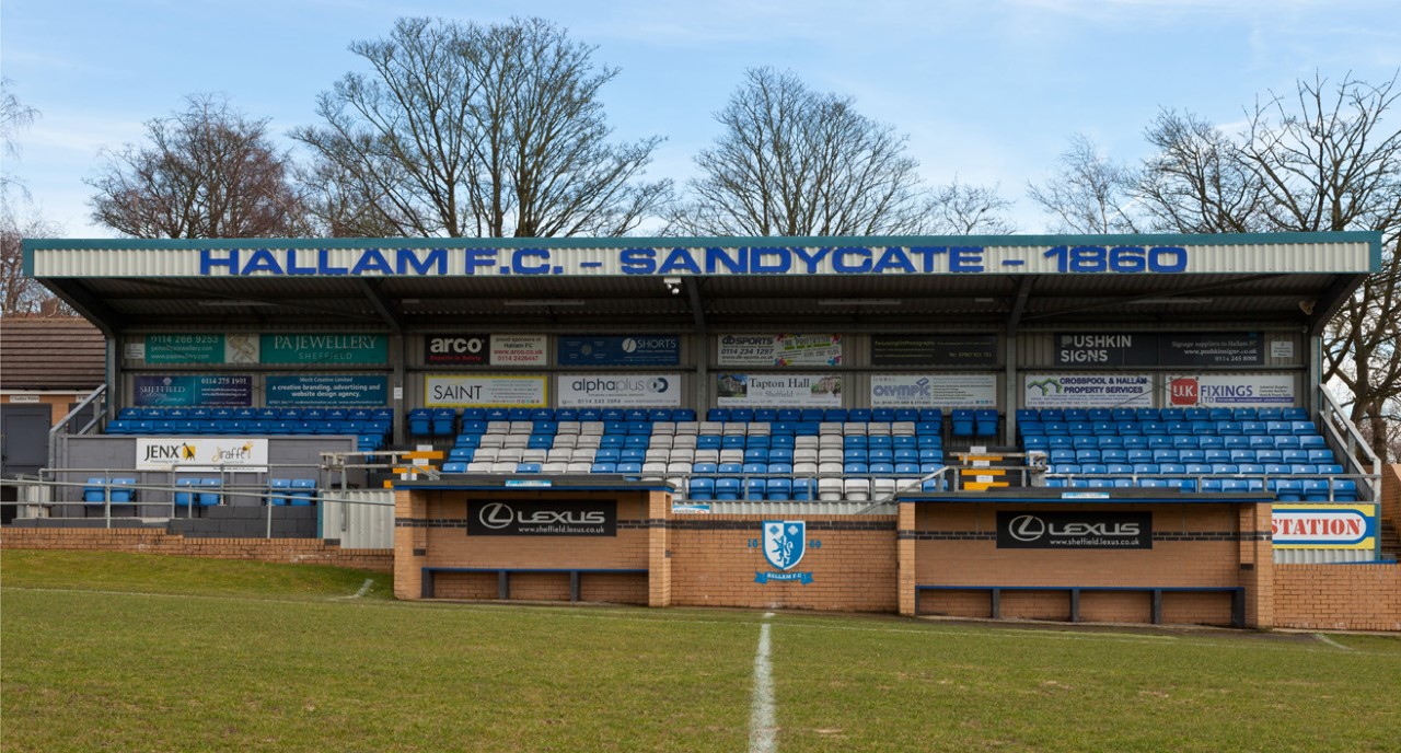 A stand at the Hallam FC ground.