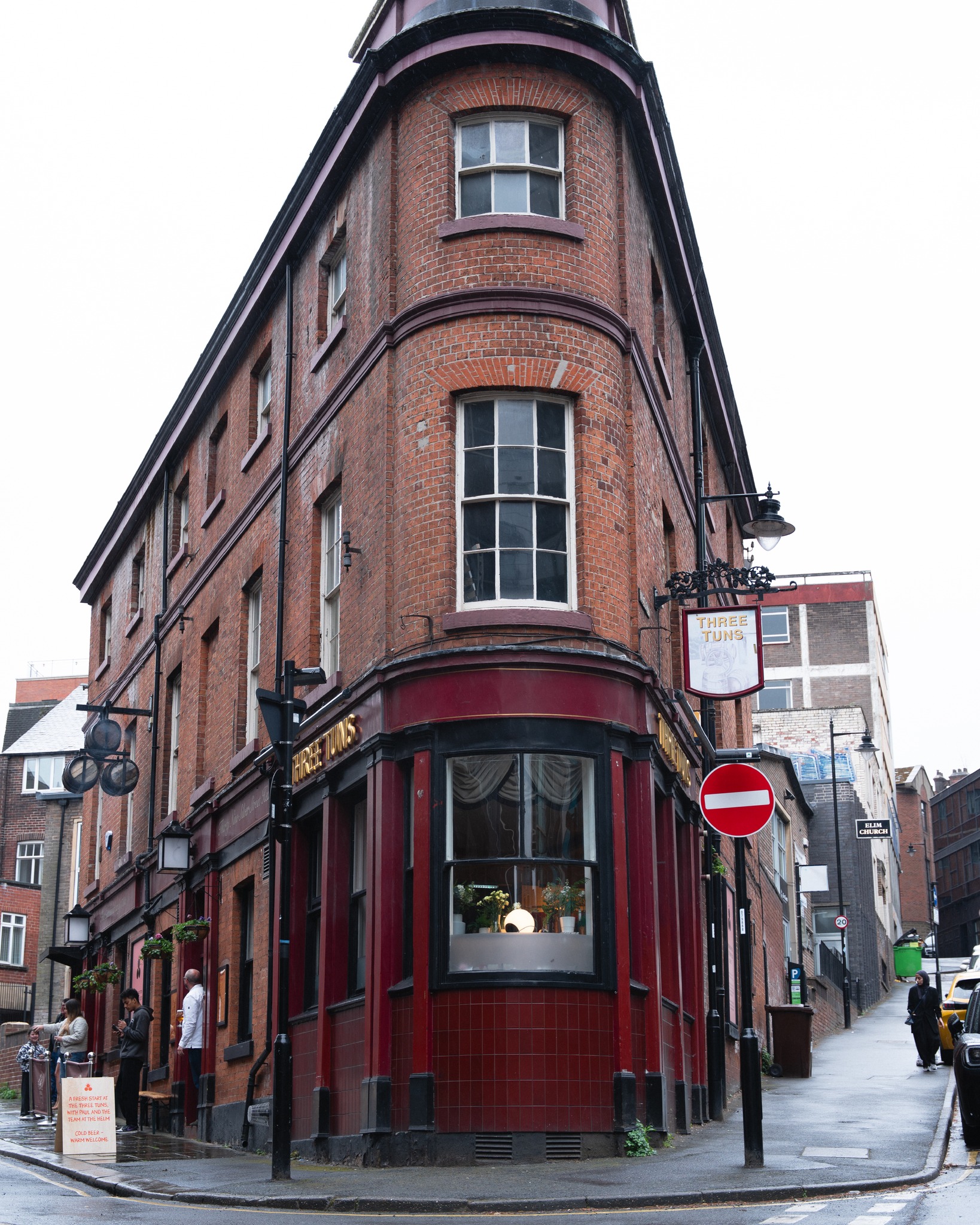 Iconic triangular exterior of The Three Tuns