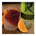 A cocktails and a bottle of Locksley Distilling Co gin.