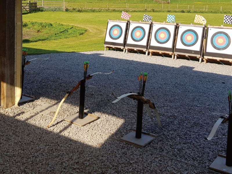 A row of archery targets.