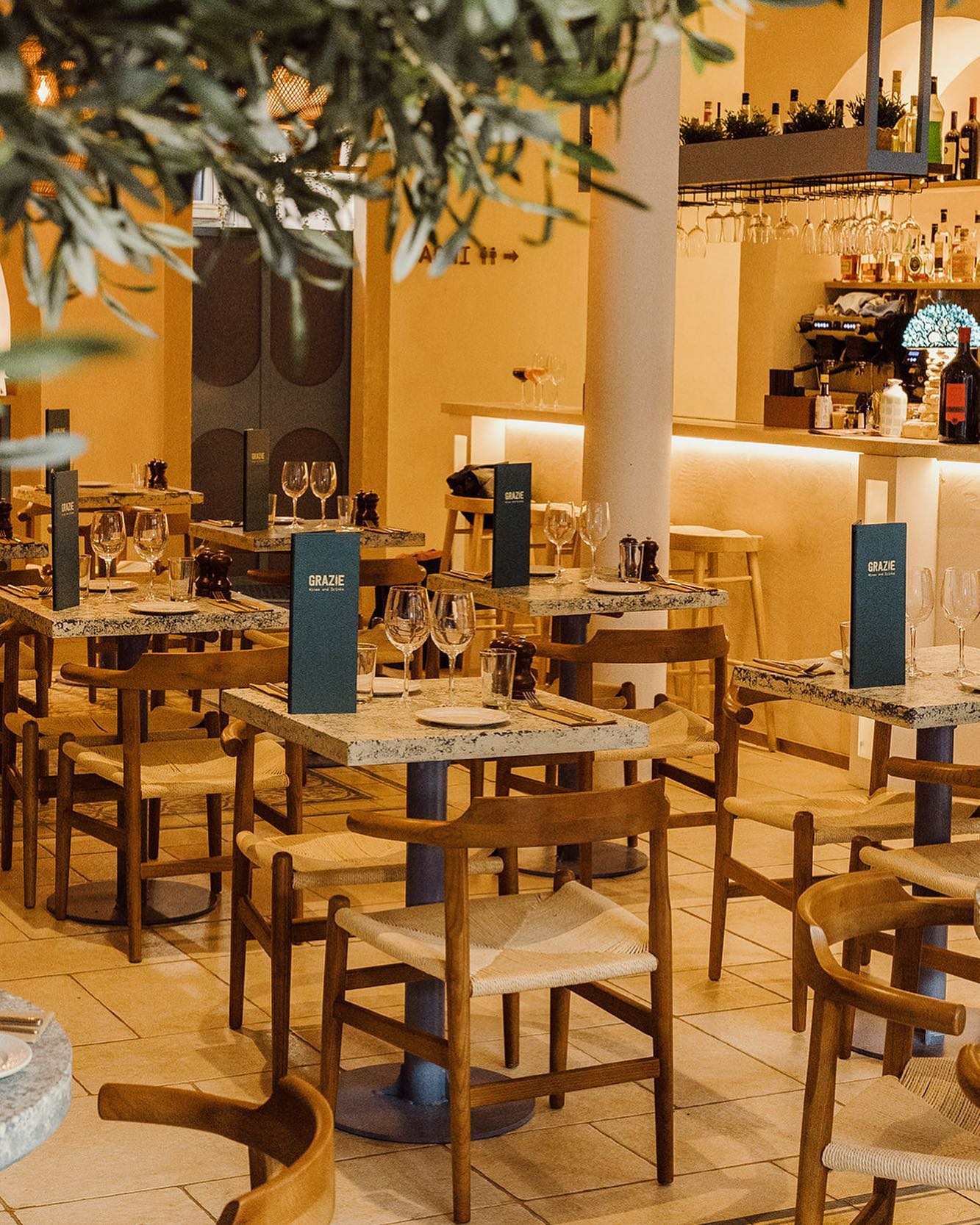 The interior of Grazie .