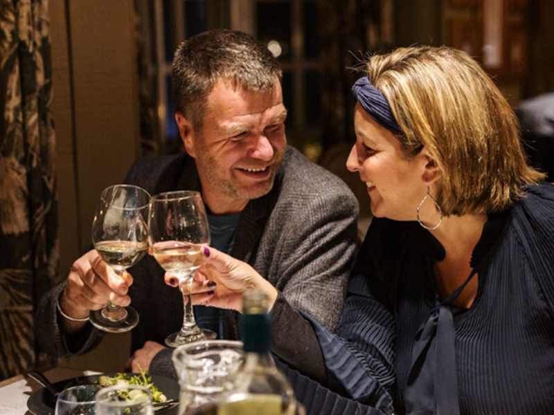 A couple enjoying a night out at Ego Mediterranean.