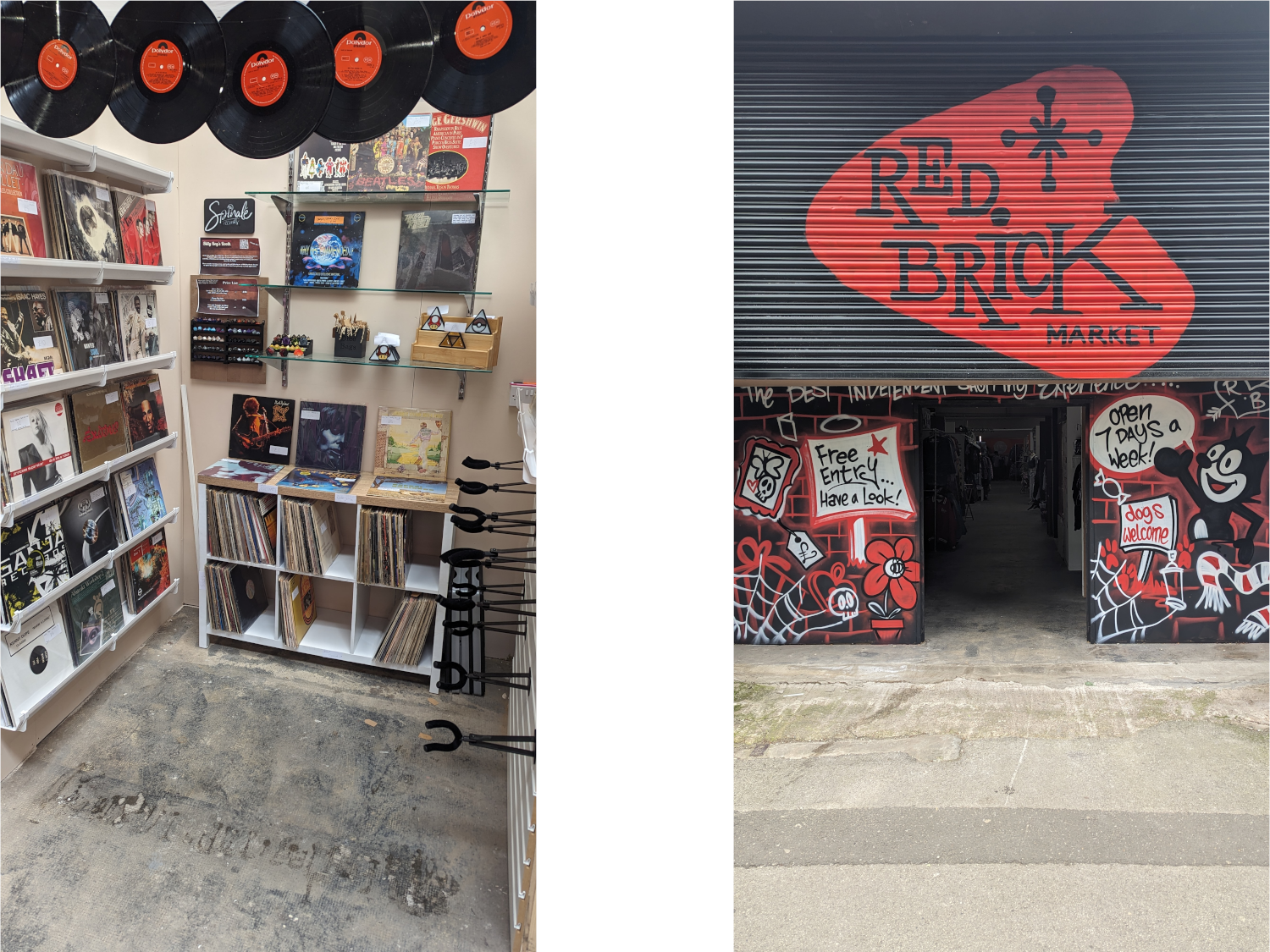 A record stall inside the Red Brick Market.