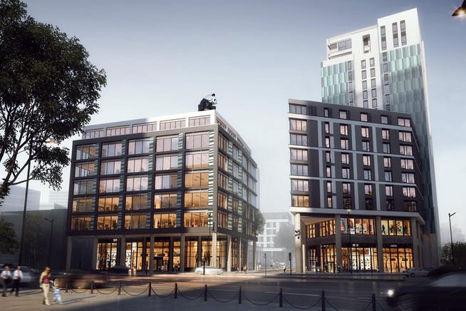 A computer generated image of New Era Square in Sheffield.