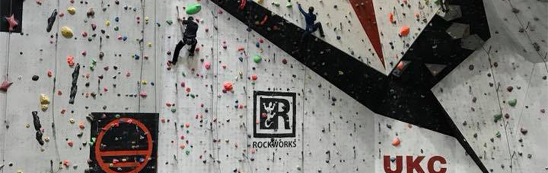 A big climbing wall at Awesome Walls Climbing Centre Sheffield.