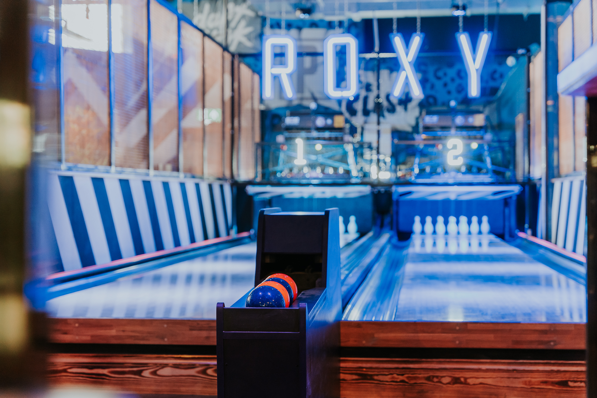 Ten pin bowling at the Roxy Ball Room.