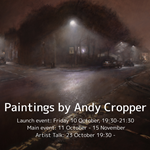 Poster for the event featuring a paint of a city street at night.
