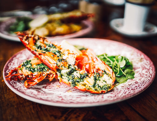 A plate of seafood at 