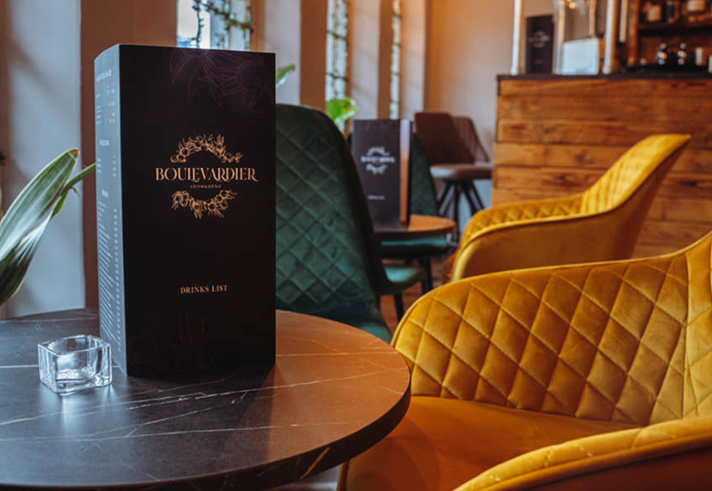 A menu on a table at Boulevardier