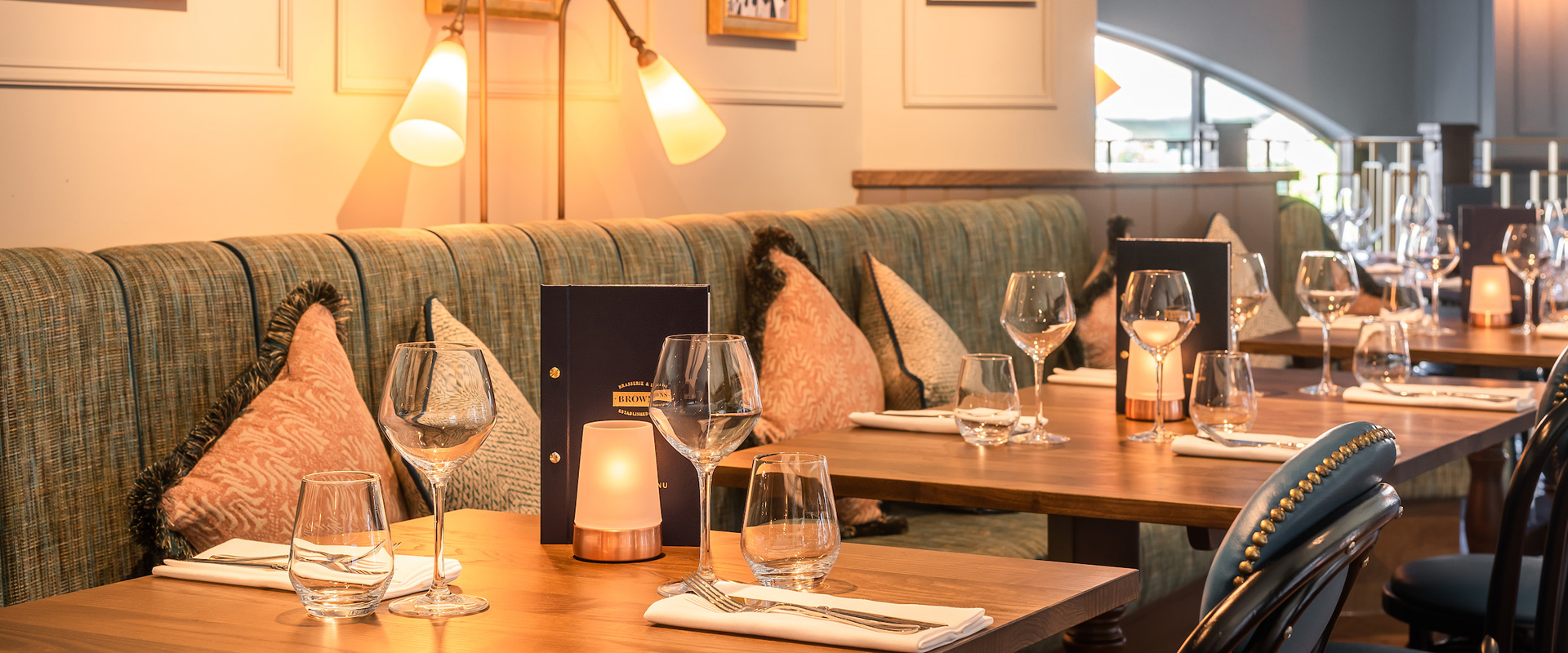 Laid tables at Browns Sheffield.