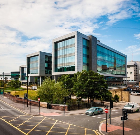 An exterior shot of the Digital Campus in the centre of Sheffield.