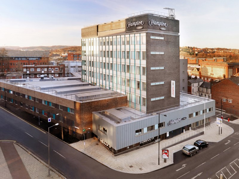 The exterior of Hampton by Hilton Sheffield .