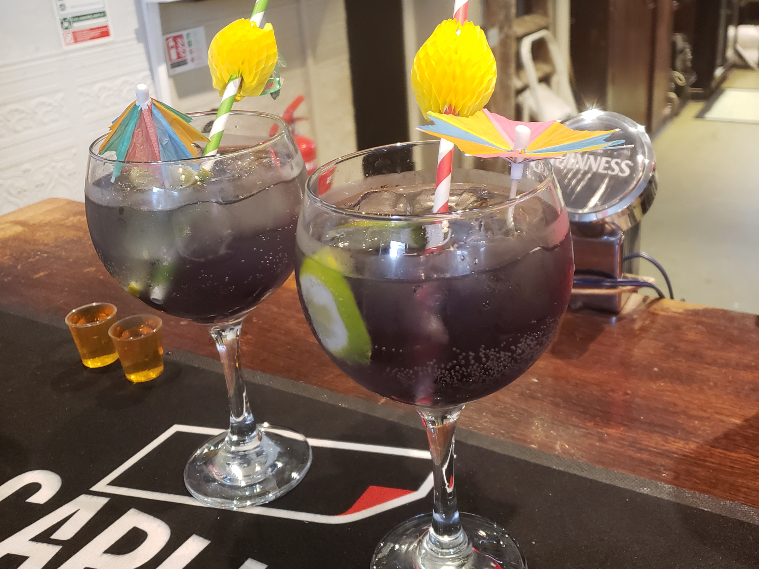 Two drinks stood on the bar at The Centre Spot