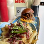 Burger and dirty chips at The Common Room.