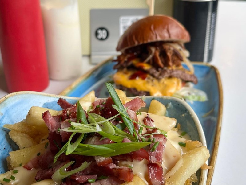 Burger and dirty chips at The Common Room.