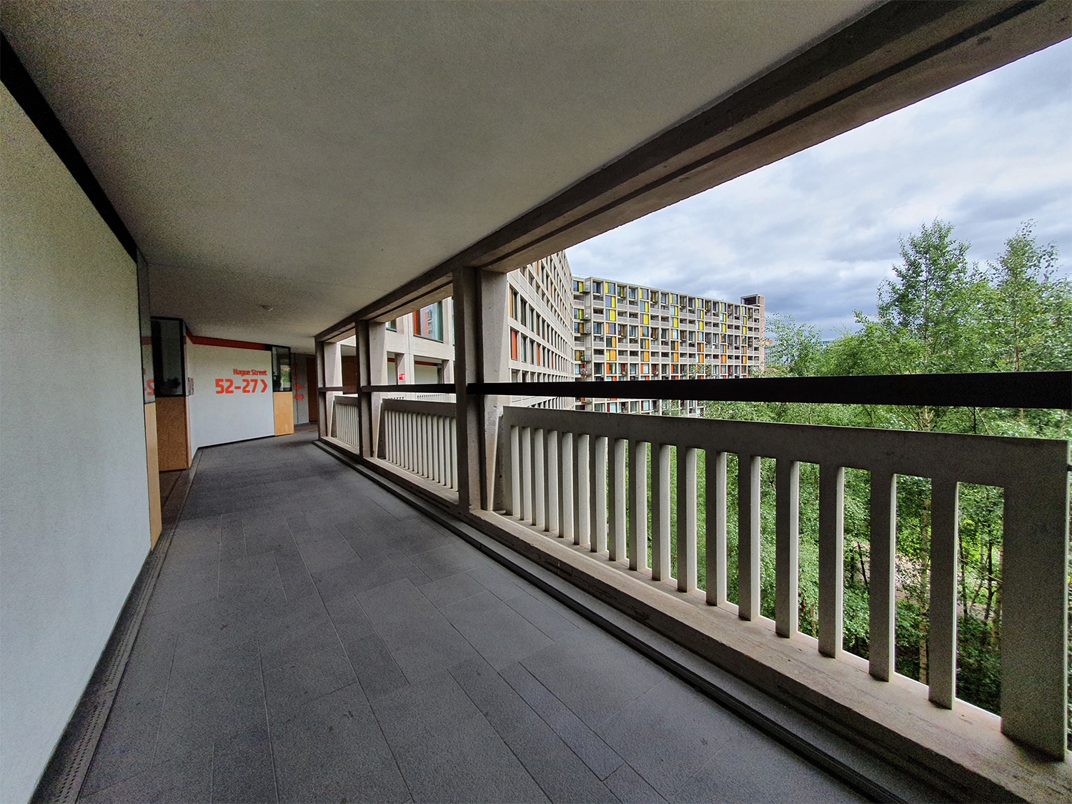 One of the 'Streets in the Sky' walkways at Park Hill Flats.
