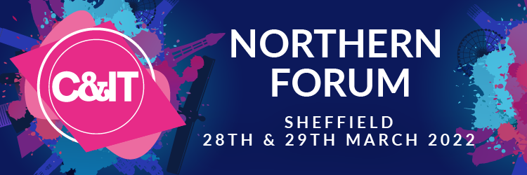 Promo image for the event with the words 'Northern Forum' on a pink and blue background.