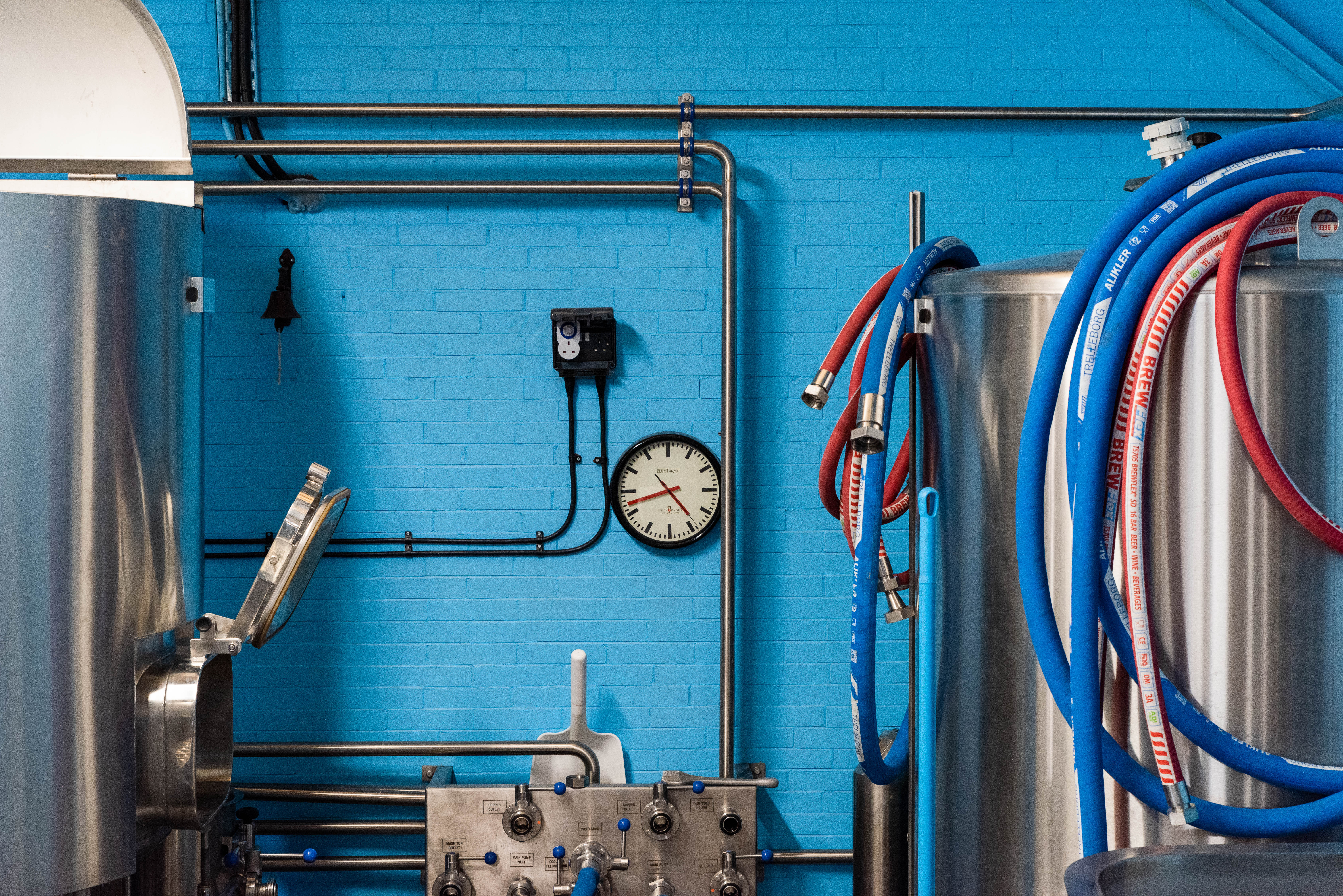 Beer brewing equipment at The Brewery of St Mars of the Desert + Taproom.