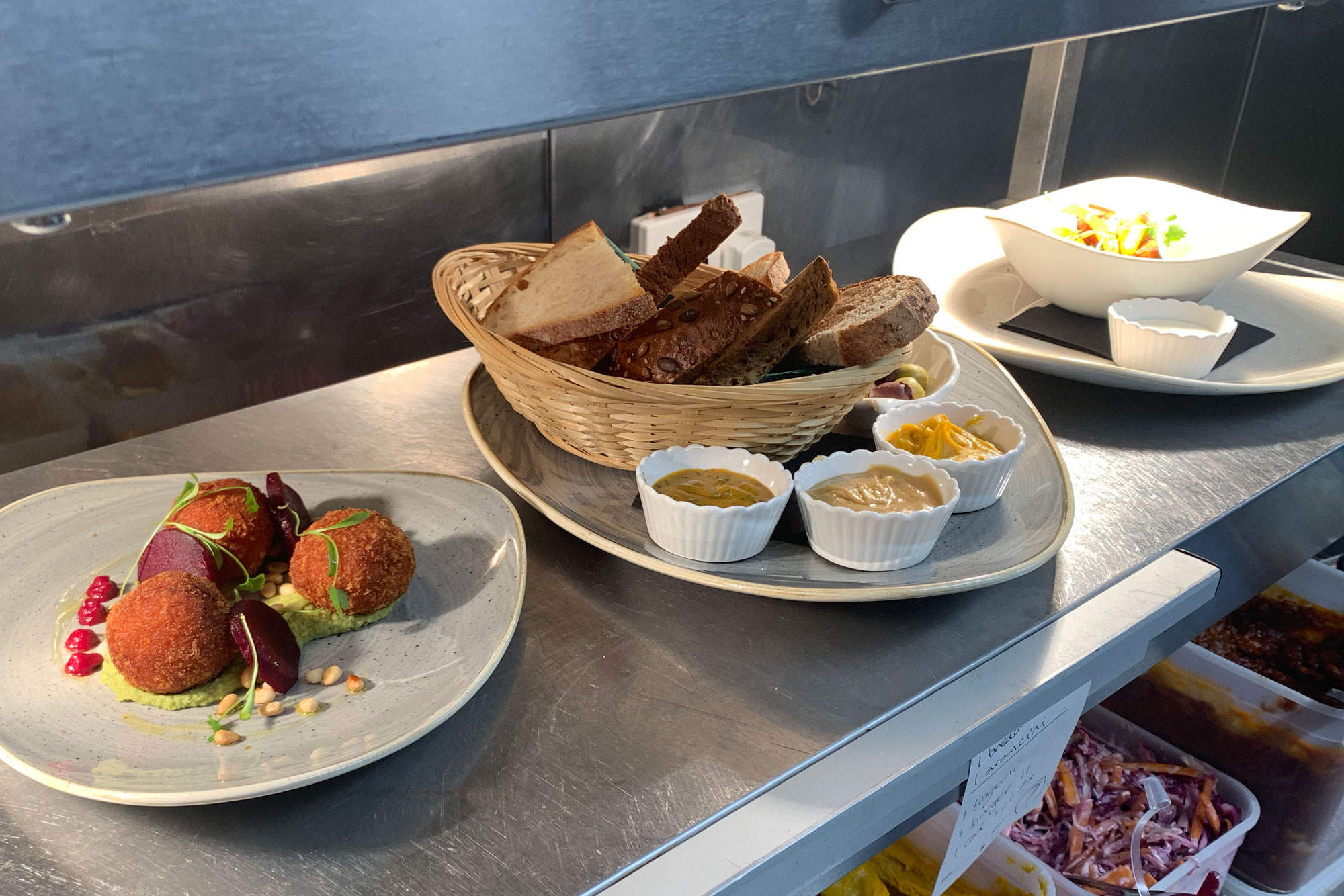 Three dishes of food at Turnip & Thyme.