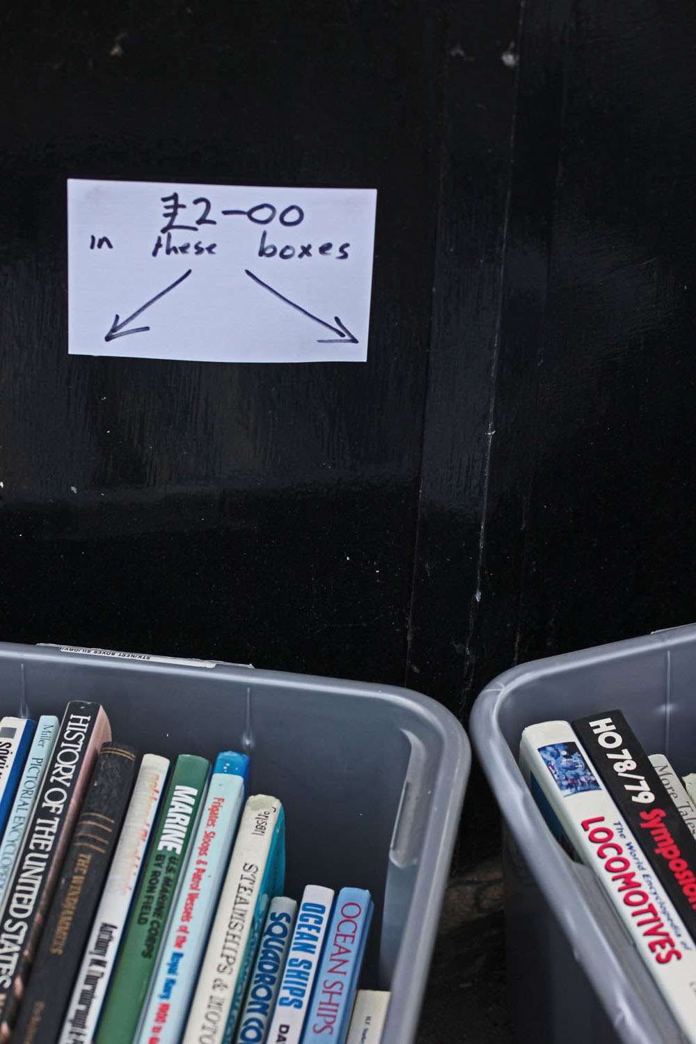 Boxes pf books for sale at Kelham Books & Music.