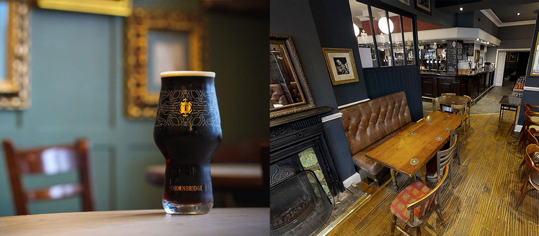 Two pictures of the interior of The Greystones pub.