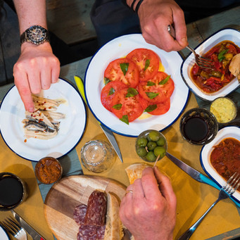 People eating a meal at North Town.