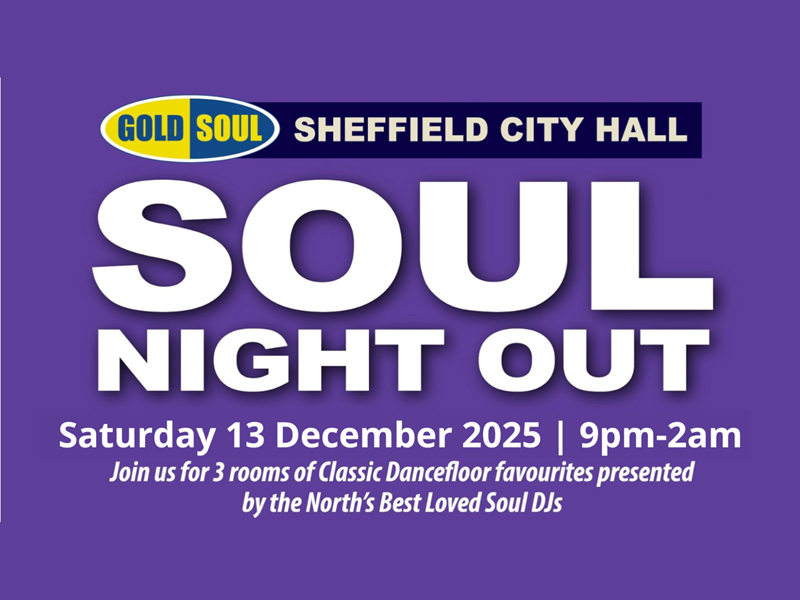 Promotional poster with all the details of the event in white text over a purple background.