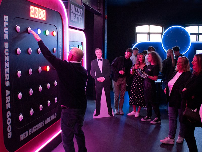 A group of people playing one of the games at Gameshow All Stars.