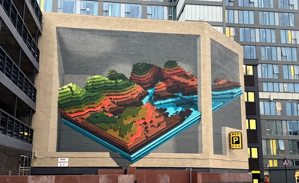 Hills part of Rivers and Hills mural by Rob Lee