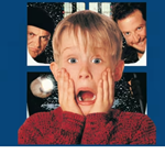 The classic image from the film, with a boy (played by Macaulay Culkin) screaming and holding his hands to his face, while behind him the two villains of the film look in through the window.