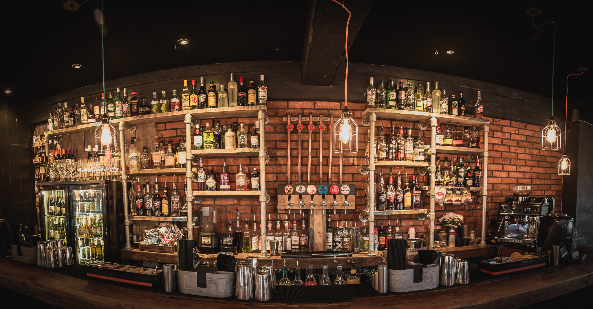 A well stocked bar at the Monk Bar.