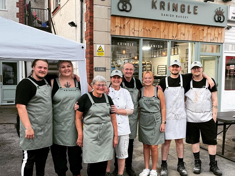 Team photo at Kringle Danish Bakery.