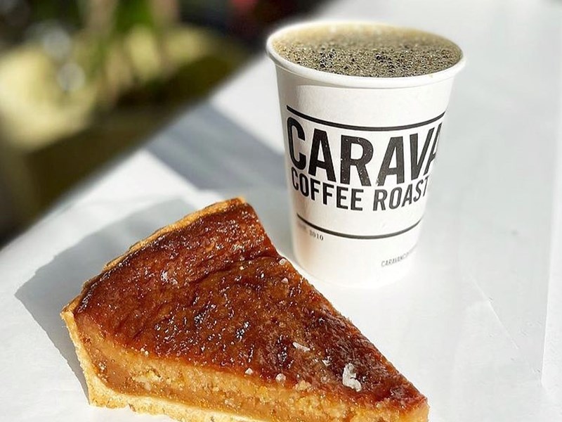 Coffee and cake at the Corner Store.