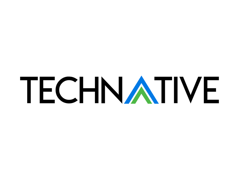 The word 'Technative' on a white background in a sans serif font. The 'a' has been replaced with upward facing chevrons.
