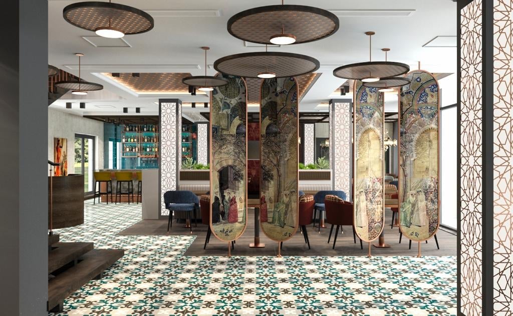 The interior of Mavi Ruya Turkish Bar & Grill.