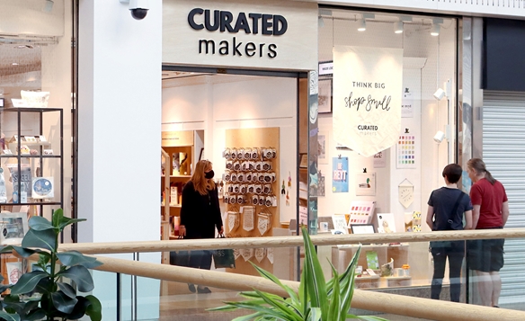 The entrance to the Curated Makers Shop At Meadowhall.