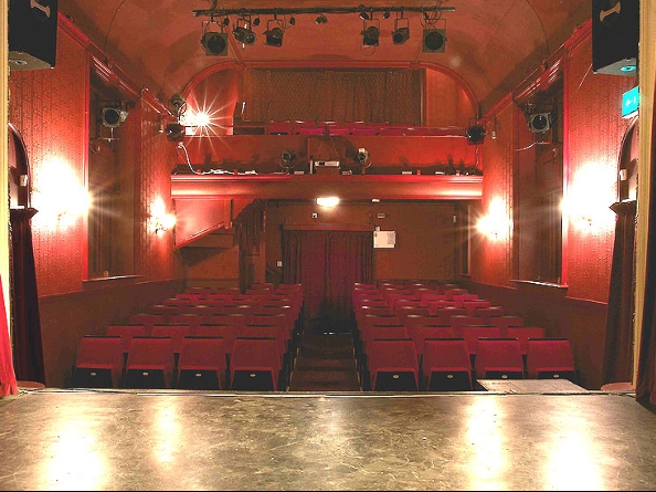 Inside the Lantern Theatre, as seen from the stage.