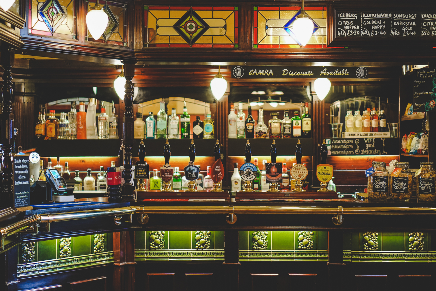 The bar at The University Arms.