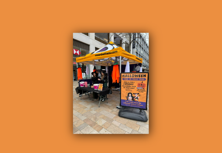 The Trick or Treat Halloween Trail stall on The Moor.