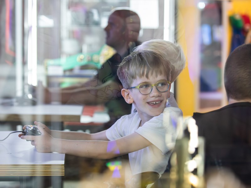Children having fun at the National Videogame Museum.