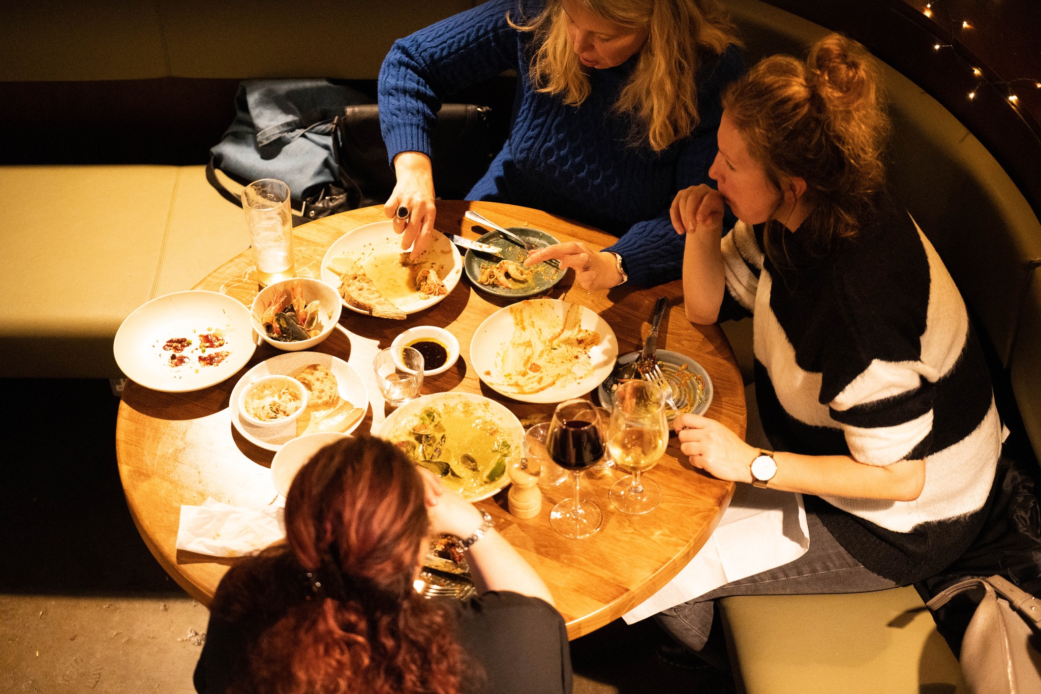 Three people dining at Cornerstone.