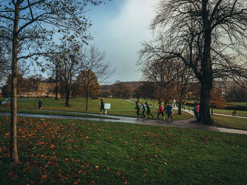 People running at Hillsborough Park.