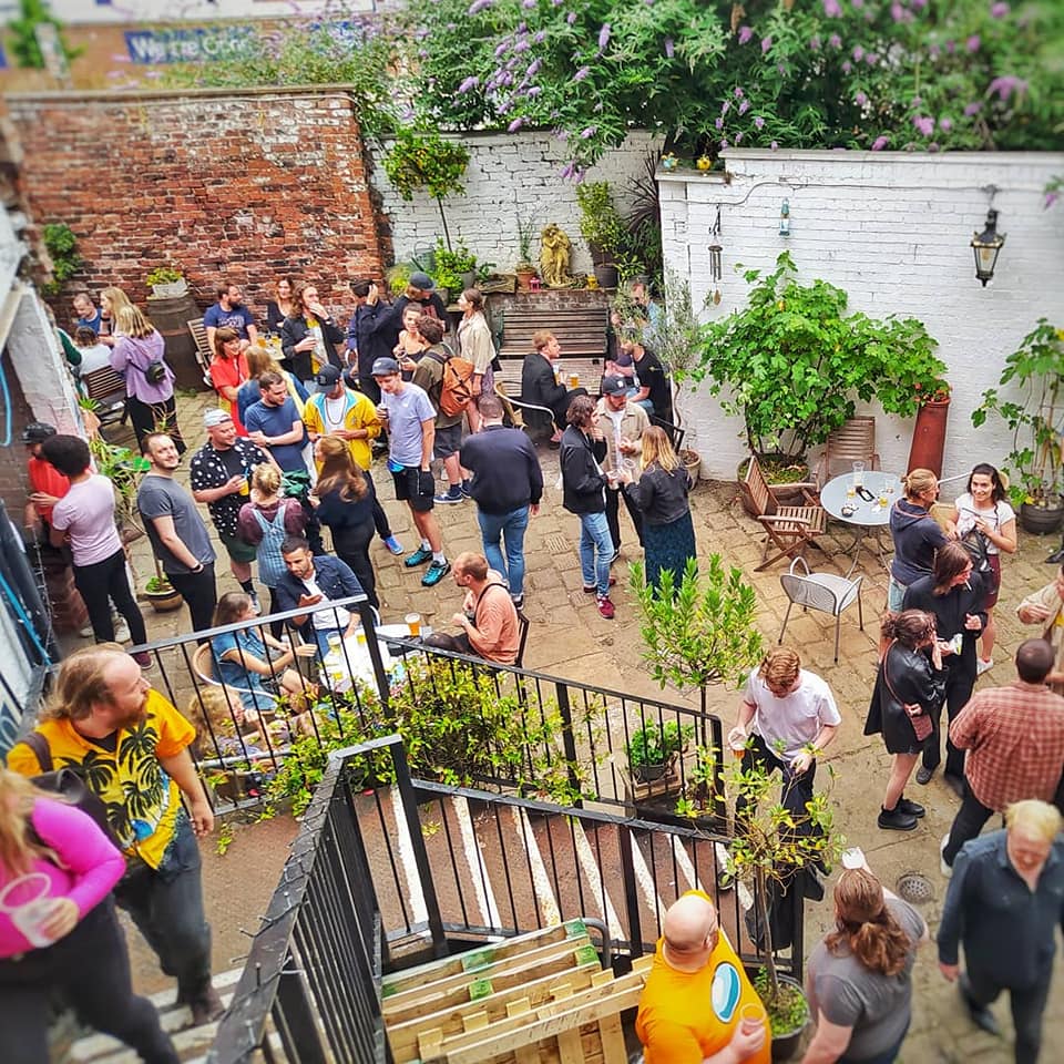 The beer garden at Shakespeares.