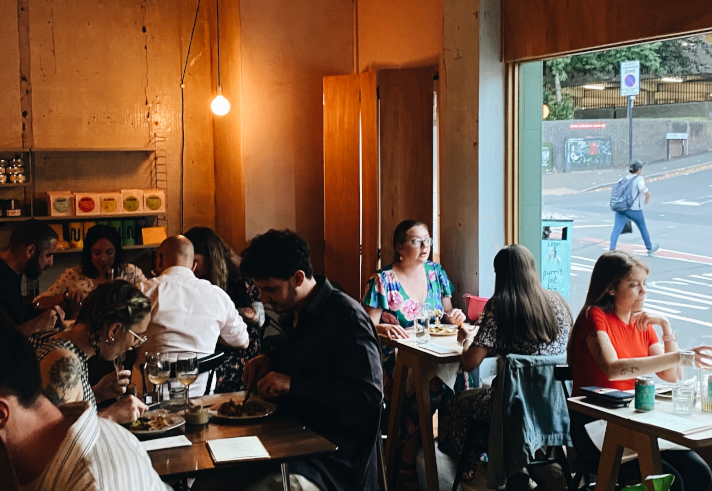 The interior of the coffee shop and restaurant Elm.